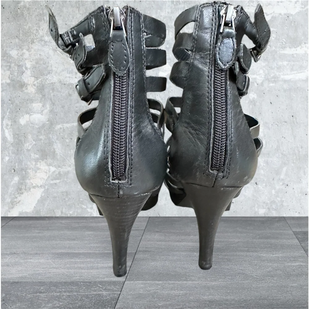 Via Spiga high heel sz 7 leather Roman strappy buckles platform dress shoes - Picture 7 of 12